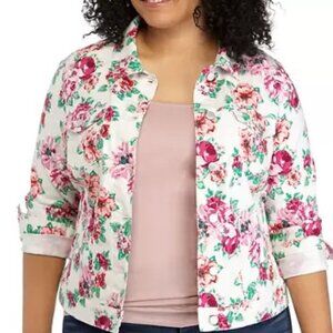 EUC Floral Denim Jacket - 2X